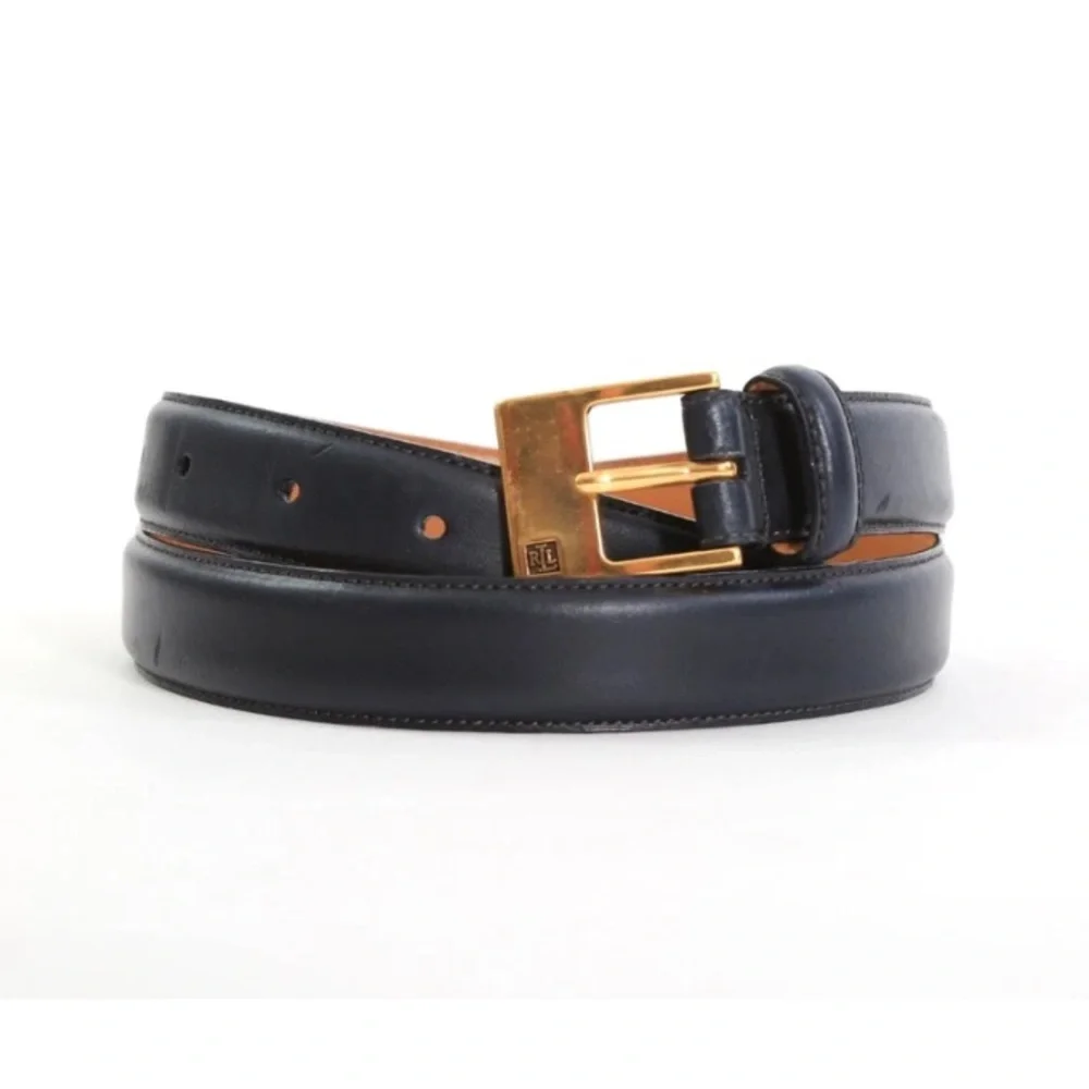 Lauren Ralph Lauren navy blue Italian leather belt Sz. L